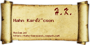 Hahn Karácson névjegykártya